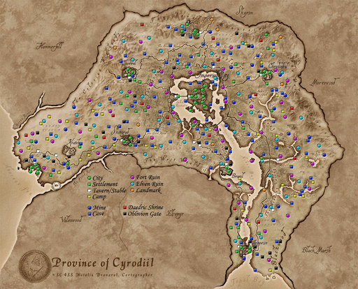 Elder Scrolls IV: Oblivion, The - Карта провинции Cиродиил